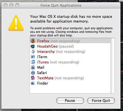 Mac os x startup disk no space for application memory card